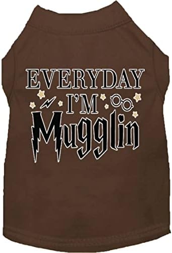 מוצר חיית מחמד של מיראז 'כל יום אני Mugglin Screen Print חולצת כלבים חומה xxl