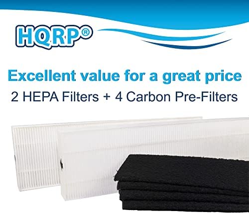 ערכת פילטר HQRP 2 HEPA ו- 4 PREFILTERS פחמן תואמים ל- Forsyes Aeramax 100 Purifier Model 90, 100, DB5, DX5; חלק