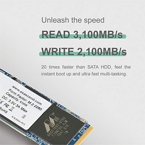 Exascend EXPC3 512GB PCIE M.2 2280 GEN 3X4 NVME 3D NAND 3,100MB/S SSD פנימי