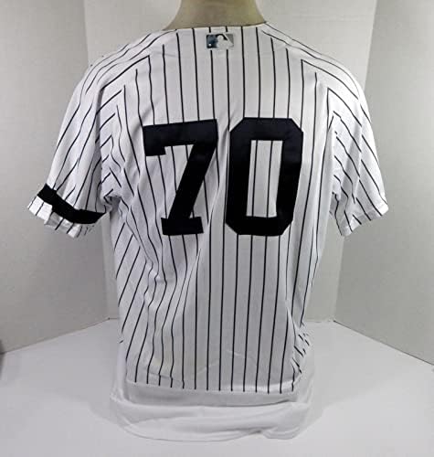 2019 ניו יורק ינקיס טיילר ליונס 70 משחק השתמש בג'רזי לבן 150 P להקה שחורה 6 - משחק משומש גופיות MLB