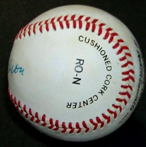 האנק אהרון ואדי מת'וס 500 HR מועדון חתמו על חתימה בייסבול כדור בייסבול PSA LOA! - כדורי בייסד חתימה