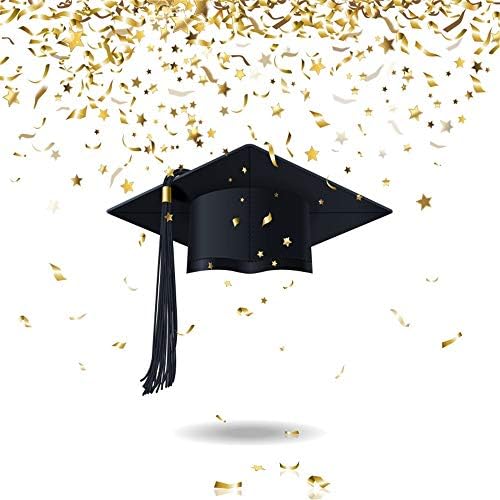 אפוטו 8 על 8 רגל שחור מרגמה סיום רקע כיתה של 2023 בכיר שנה זהב קונפטי בוגרי תעלת כובע רקע לנשף כדור מסיבת קישוט גראדים
