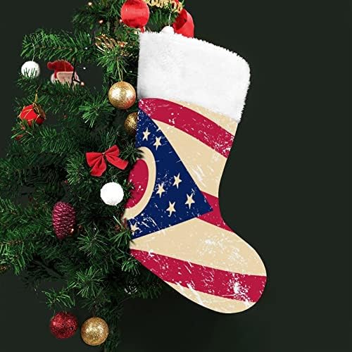 דגל מדינת אוהיו אדום חג המולד גרבי חג חג המולד קישוטי הבית לאח עץ חג המולד גרביים