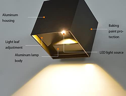 IWITHYOU קיר מודרני SCONCE LED LED מנורת קיר אטום למים אלומיניום, אור קיר חיצוני 6W חיצוני 2 שופעים לסלון חדר שינה מסדרון