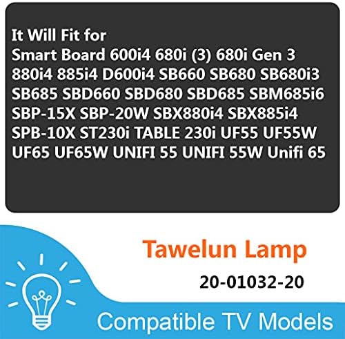Tawelun 20-01032-20 מנורת מקרן להחלפה עם דיור ללוח חכם UF55W UNIFI 55 UF65 UF55 נורת מקרן 20-01032-20