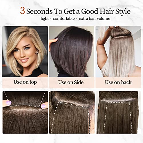 4 יחידות תוספות שיער לנשים קליפים סינטטיים שיער טופר קליפים בלתי נראים בהארכת שיער עם שיער דליל הוספת שיער נפח נוכריות