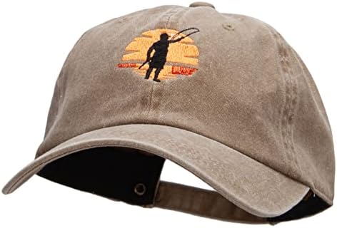איש שקיעת דיג רקום פיגמנט צבוע לשטוף כובע