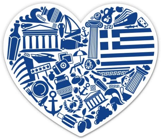 נסיעות תרבות יוונית של יוון לב - מדבקה אטומה למצב של 12 מדבקות אטומות למים