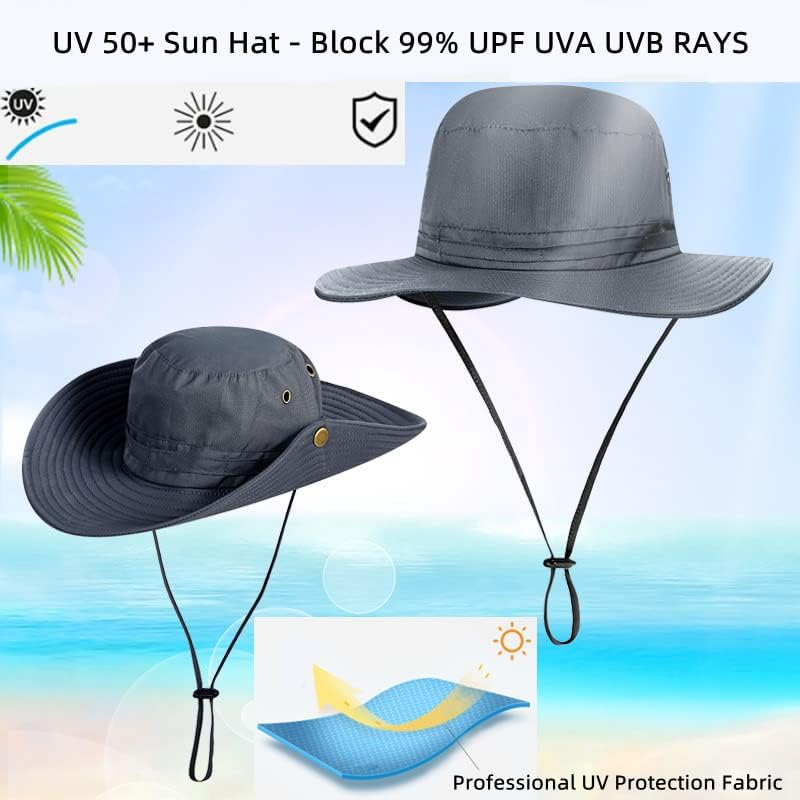 UV 50+ כובע הגנה מפני שמש לגברים נשים, כובע דלי שוליים רחב לספורט חיצוני ועבודות דיג עם דש צוואר
