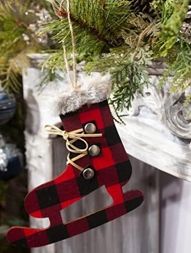 Roxluay חג המולד אדום בופלו משובץ קישוטים, קישוטים לחג המולד קישוטי עץ חג המולד בית חג מולד תלוי קישוטי DIY עם חבל לעיצוב