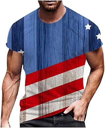 חולצות 4 ביולי של גברים, חולצות צוואר מזדמן שרוול קצר חולצות טירט חולצות פטריוטיות אתלטיות