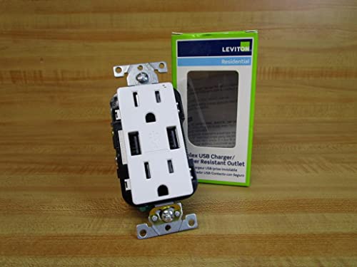 Leviton T5632-SW 15A Tr Recpt USB CHRG WHT