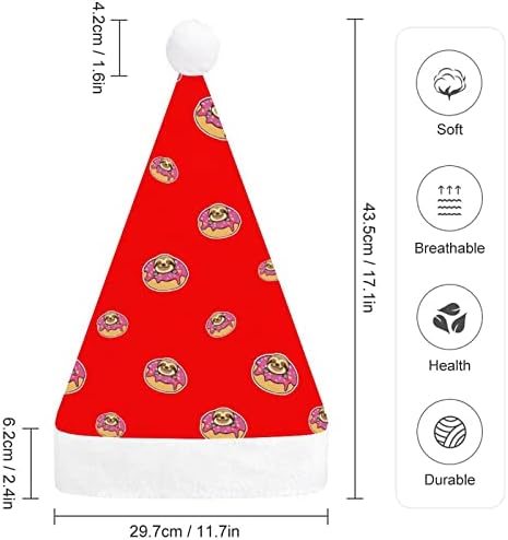 חמוד סופגניות ועצלנים מצחיק חג המולד כובע סנטה קלאוס כובעי קצר קטיפה עם לבן חפתים עבור חג המולד מסיבת חג אספקת
