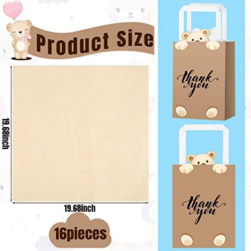 ארסידה 16 יחידות דוב מתנת שקיות עבור תינוק עם רקמות נייר תינוק מקלחת תודה לך מתנת שקיות לאורחים עם ידיות חום סוכריות לטפל