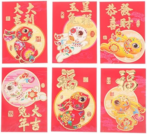 כיס ירח סיני חדש שנה אדום מעטפות: 60 יחידות שנה של ארנב אדום מעטפות 2023 מזל כסף מעטפות אדום מנות הונג באו לאביב פסטיבל