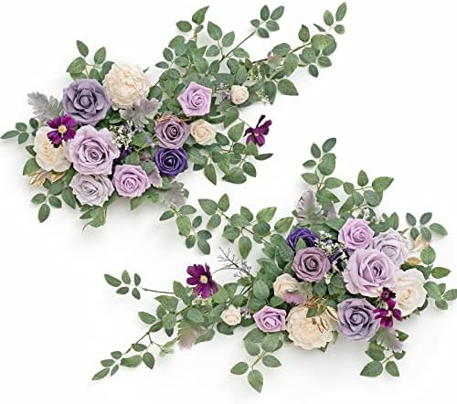 הרגע של לינג 2 יחידים פרחוניים מלאכותיים חתיכות מרכזיות, סידורי ירק פרחים לחתונה לתיק/שולחן ראש תפאורה קיר קיר קיר קשת
