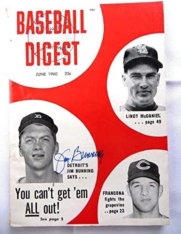 ג ' ים באנינג חתום חתום מגזין בייסבול לעכל 1960 נמרים הצדק AG71937 - חתום MLB מגזינים