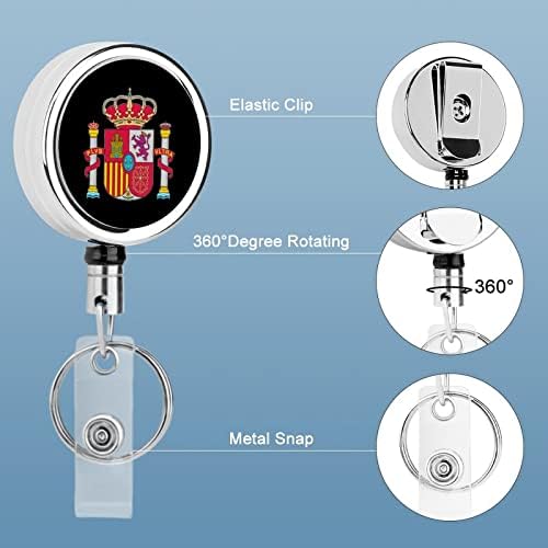 ספרד לוגו נשלף מתכת תג קליפים עם ברור רצועות מזהה תג מחזיק סליל עם חגורת קליפ מפתח טבעת