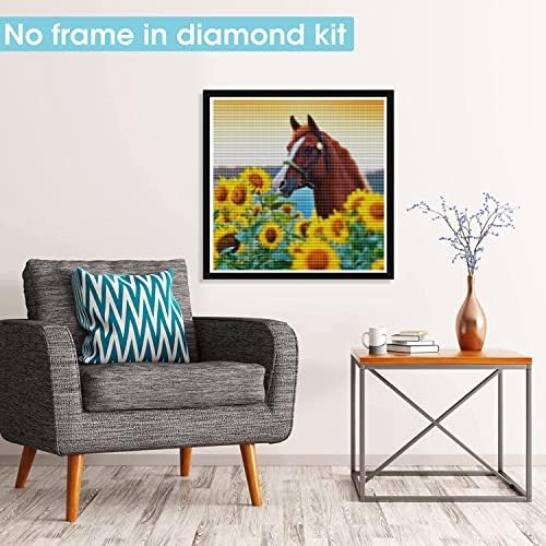 Pavemlo 5D ערכות ציור יהלומים למבוגרים סוס חמניות, מקדח מלא ארט יהלום תמונות בעלי חיים צבע עם יהלומים, DIY את תכשיט תכשיט