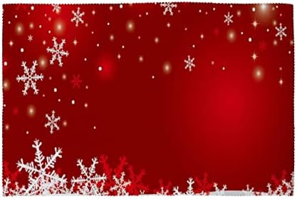 ציפורי קרדינל חורפיות סטמטים סט של 6 מחצלות שולחן שלג של הולי פירות שלג יוטה מקלטים לחג המולד קישוטי חג המולד רחיצים ללא החלקה