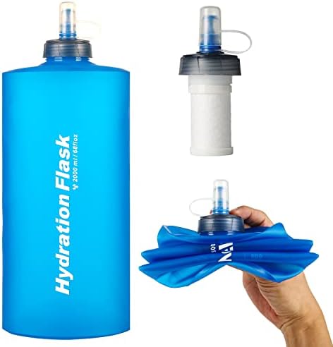 Rintifia 67 גרם בקבוק מים מתקפל עם פילטר ושסתום מוגן דליפות לפעילויות בחוץ
