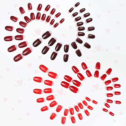קצר סגלגל מזויף ציפורניים 4 צבעים 96 יחידות,מתייחס לסנוור אדום אקריליק שווא ציפורניים קצר שקדים ציפורניים שיפוע