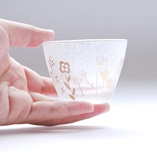 תווית טומי, כוסות סאקה יפניות, אוצ'וקו, זכוכית חלבית יפה, הדפס זהב או כסף, מיוצר ביפן, Tomi Glass F-011