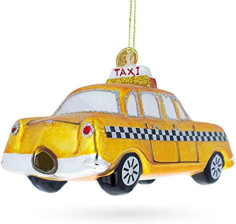 קישוט לחג המולד של זכוכית מונית צהובה