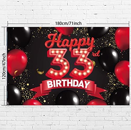 שמח 33 יום הולדת אדום ושחור באנר רקע קישוטי בלוני נושא דקור עבור בנות נשים נסיכת 33 שנים יום הולדת מסיבת יום הולדת תא צילום