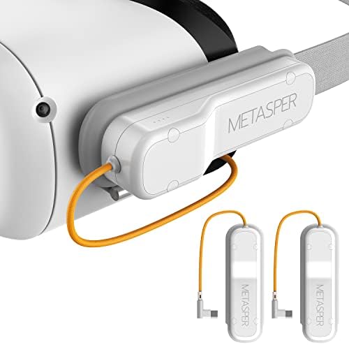 2 חבילות אריזת סוללות Metasper עבור Oculus Quest 2, 3350mAh ניידות וקלות VR כוח מורחב תואם לרצועת Oculus