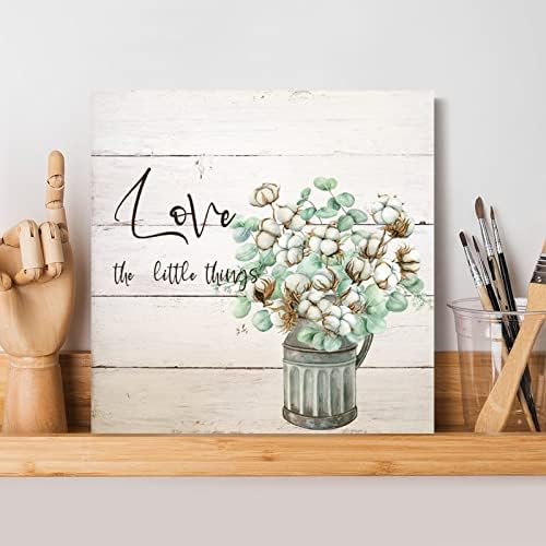 שלטי עץ אוהבים את הדברים הקטנים שלט תלייה שלט לבן פרחים קפוק סגנון קיר עיצוב קיר פרחוני פרחוני רטרו שיק קישוטי