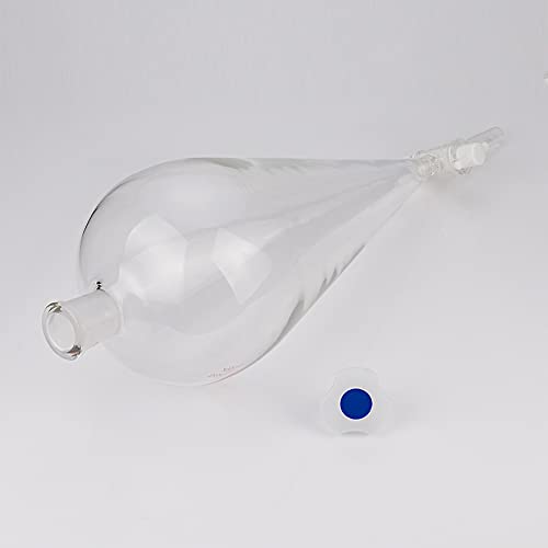Stonylab Borosilicate Glass 2000 מל קיר כבד משפך חרוטי חרוטי עם מפרקים 24/29 ו- PTFE StopCock, 2000 מל