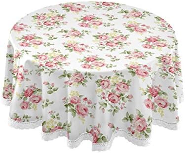 סניא עגול שולחן ורדים, פרח ורוד פרח פרחוני שולחן שולחן שולחן שולחן שולחן לשולחן שולחן מעגלי דקורטיבי לחופשה