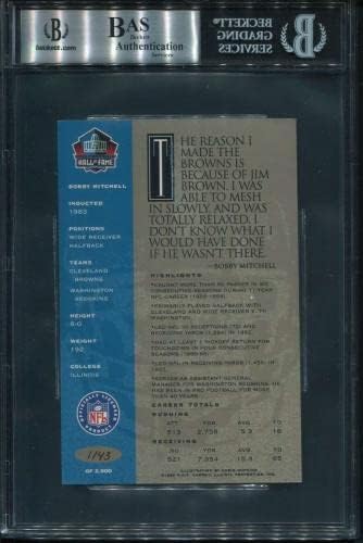 68 בובי מיטשל - 1998 RON MIX HOF PLATINUM AUTOS כרטיסי כדורגל מדורגים BGS AUTO - כדורגל חתימה