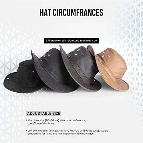 כובע אטום למקלחת כותנה של Hadzam Wax עם הגנה על UV שמיש כובע כובע שמש כובע דיג כובע חיצוני