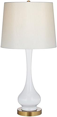 360 תאורה לולה באמצע המאה המודרנית סגנון מודרני מנורה דלעת 30 אינץ 'מתכת פליז גבוהה מבד לבן עיצוב גוון תוף לסלון