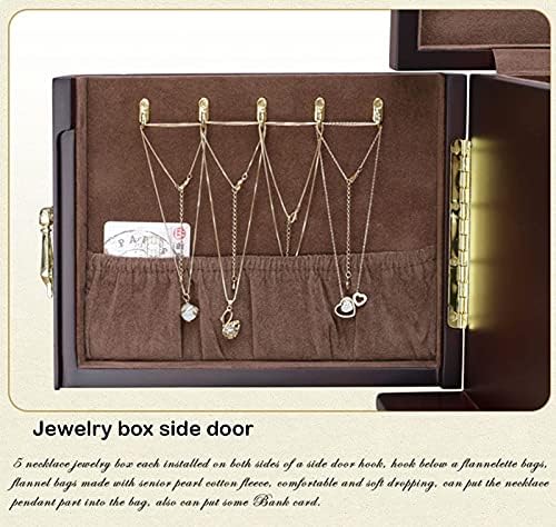 ארגון תכשיטים מארגן תכשיטים אחסון גדול 5 שכבות דלת כפולה עם מראה ומנעול מארגנים תכשיטים קופסאות אחסון עגילים קופסאות תכשיטים
