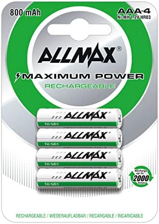 AllMax AAA מרבי כוח נטען נטען NIMH משולש סוללות-אולטרה לאורך זמן, טעון מראש, נטען עד 2,000 פעמים