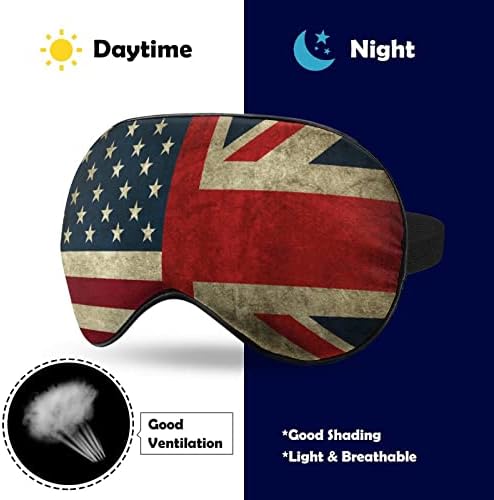 רטרו אמריקאי והאיחוד ג'ק דגל מסיכת שינה משקל קל משקל מכסה עיניים מכסה מסיכת עיניים עם רצועה מתכווננת לגברים נשים