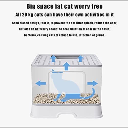 ארגז חול גדול מתקפל לחתולים עם מכסה, אסלת חתולים סגורה לחלוטין, ציוד לחתולים למניעת התזת מים