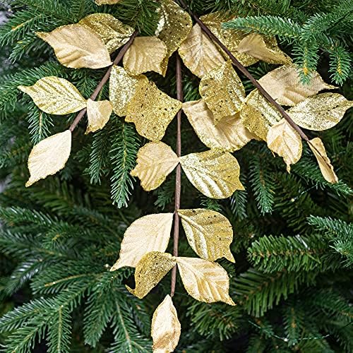חנות KI זהב בחירות חג המולד מערות ריסוס של 6 גזע פרחוני עלים לחג המולד לקישוט עץ חג המולד עץ עץ עץ פרחים עיצוב