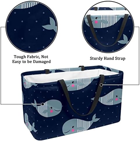 סל קניות לשימוש חוזר דפוס דגים כחול דפוס נייד תיקים מכולת פיקניק תיק קניות סל כביסה
