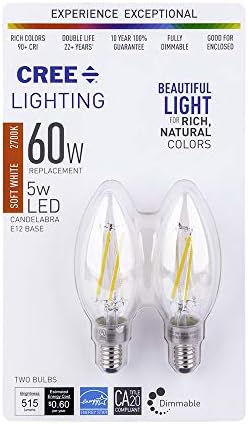 תאורת קרי ב11 מנורת נימה מזכוכית שקופה 40 וואט נורת לד שווה ערך, 350 לומן, ניתן לעמעום, לבן רך 2700 קראט,