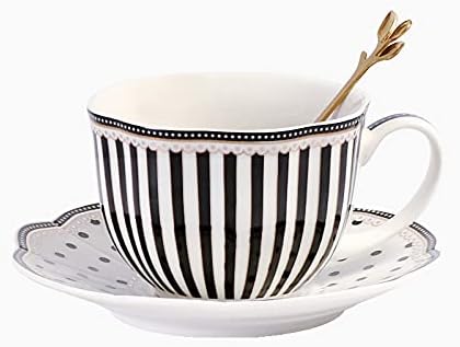 סט כוסות קפה של זודנסוט תה, 200 מל נקודה עצם פסים סין סין באירופה בסגנון אירופאי כוס קפה מסודרת וכוס צלוחית תצלום תצלום