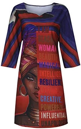בתוספת גודל נשים שמלת אופנה אפריקאי בציר הדפסת אמצע שרוול צווארון גדול מזדמן מיני המפלגה שמלה עם כיס