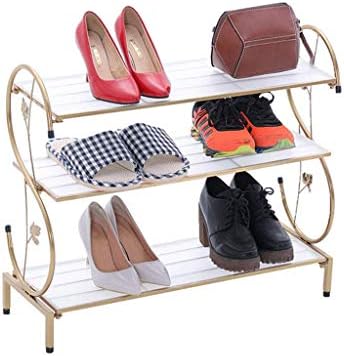 KMMK ברזל 3/4 מתלה נעליים נעל עמידה מחזיק מארגן אחסון עבור 9 ~ 12 זוגות נעליים זהב 6523.355/71 ， אידיאלי למסדרון ומסדרון,