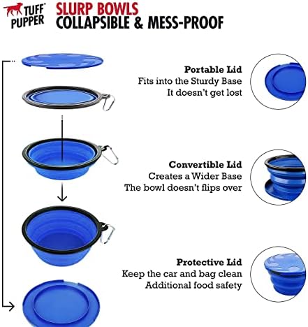 קערת כלבים מתקפלת ענקית ובקבוק מים נייד בגודל 27 אונקיות-כחול