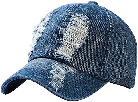 כובע בייסבול ג'ינס במצוקה קרע כובע בייסבול לגברים ללבוש ראש מתכוונן