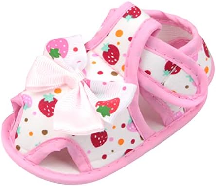 RSKK בנות תינוקות בנים נעלי פעוטות רכות פעוטות פעוט נעלי נעלי דפוס תות קריקטורה. נסיכת הבוהן חלולה