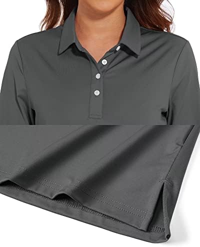 חולצת פולו גולף גולף לנשים של Kefitevd שרוול ארוך UPF 50+ הגנת שמש ספורטיבית ספורטיבית טניס חולצה צווארון עליון